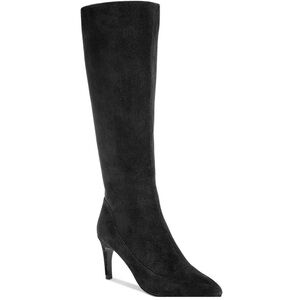 NEW Cole Haan Boots Womens Arlean Black Suede Zip Up Heeled Knee High Boot Sz 5